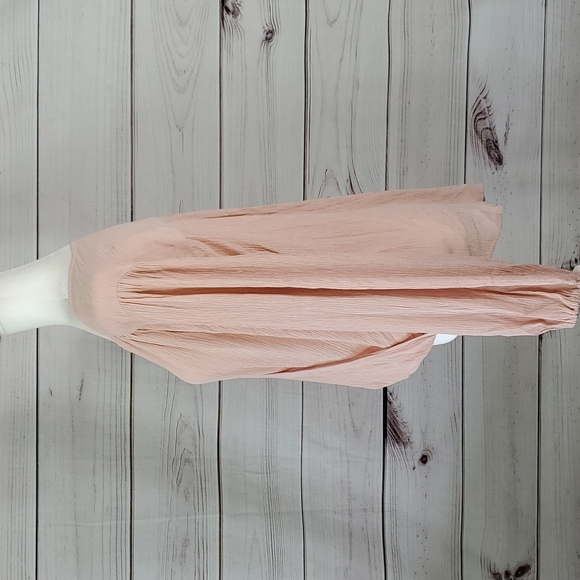 NWT Free People • M blouse Check On It faux wrap v-neck long sleeve pink - Picture 5 of 11